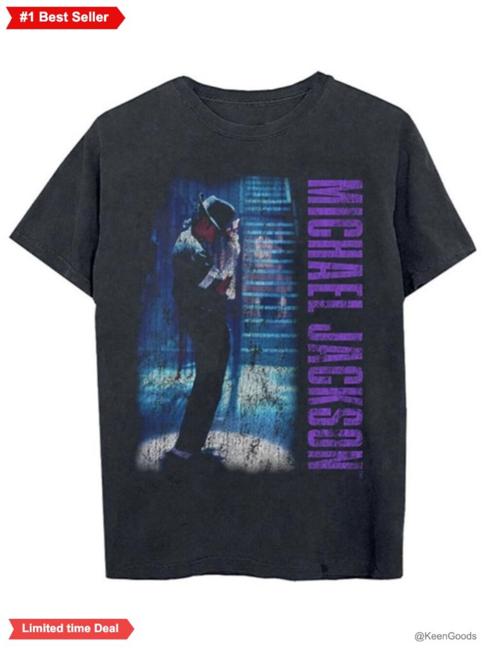 Michael Jackson Official Graphic T-Shirt Crew Neck Short Sleeve Cotton Tee
